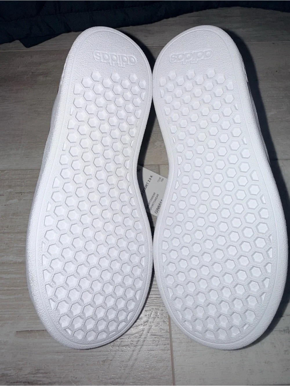 Adidas Grand Court 2.0 K Kids Size 1 White Black Sneakers NWT